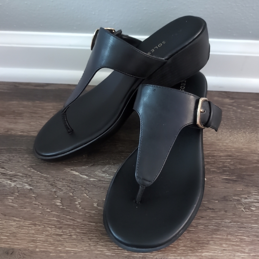 Women's Aerosoles Indya Black Wedge Sandals Sz. 8